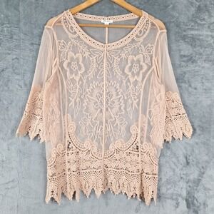 Delicate Lace Overlay Top in Blush Pink